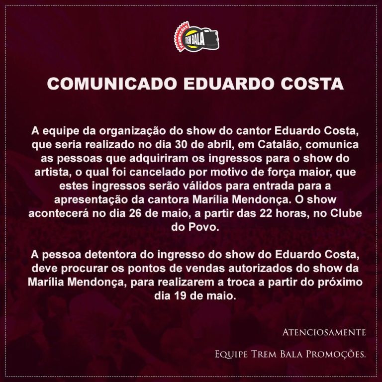 COMUNICADO EDUARDO COSTA