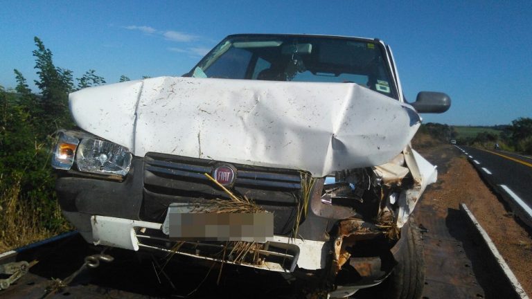 Carro sai da pista entre Catalão e Ouvidor e bate em barranco