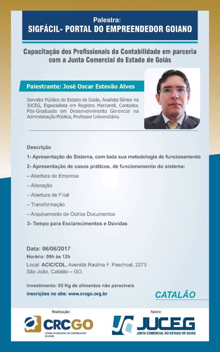 ACONTECE: CRCGO e JUCEG realizam Palestra “SIGFÁCIL – Portal do Empreendedor Goiano”
