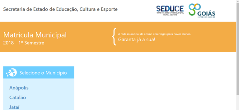 Matrículas para a rede municipal de ensino de Catalão, serão iniciadas na próxima segunda-feira (27)