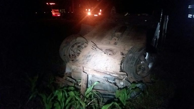 Mulher de 46 anos de idade fica ferida em capotamento na BR 050