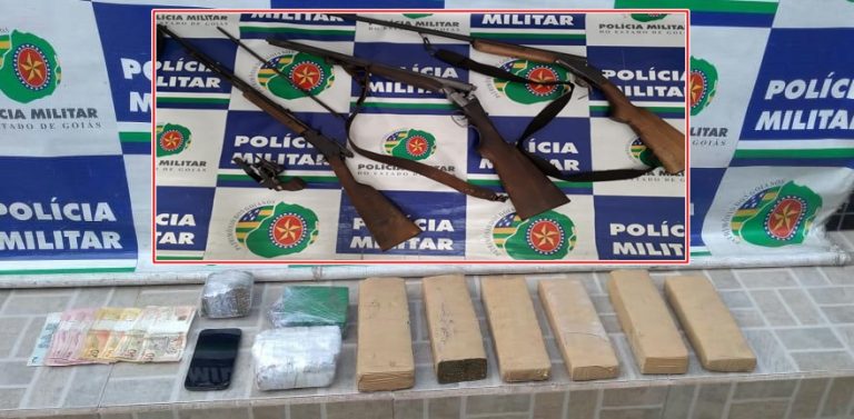 FINAL DE SEMANA: PM DE CATALÃO PRENDE TRAFICANTE E APREENDE ARMAS EM SANTO ANTÔNIO DO RIO VERDE