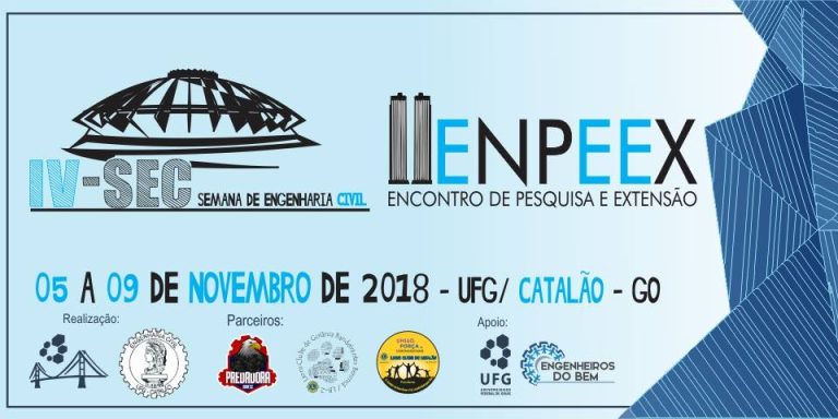 IV SEC – Semana de Engenharia Civil marcará as comemorações dos 10 anos do curso na UFG-Regional Catalão