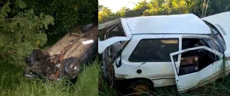 ACIDENTES MARCAM FINAL DE SEMANA: CARRO CAPOTA NO BAIRRO SANTA CRUZ E QUASE CAI DENTRO DE REPRESA; CONDUTOR DE VEÍCULO DE PASSEIO BATE EM ÁRVORE NA GO 504