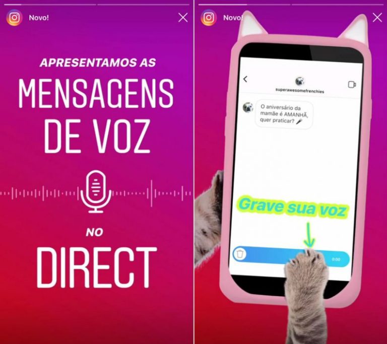 Instagram agora envia mensagens de áudio como no WhatsApp