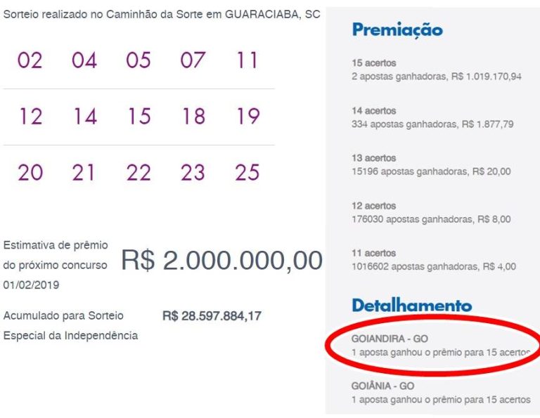 GOIANDIRENSE ACERTA NA LOTO FÁCIL E DIVIDIRÁ PRÊMIO DE R$ 2 MILHÕES COM APOSTADOR DE GOIÂNIA