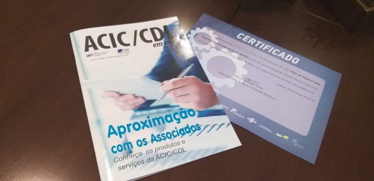 COMUNICADO: CERTIFICADOS DO CURSO PLANO DE NEGÓCIOS PODEM SER RETIRADOS EM HORÁRIO COMERCIAL NA SEDE DA ACIC/CDL