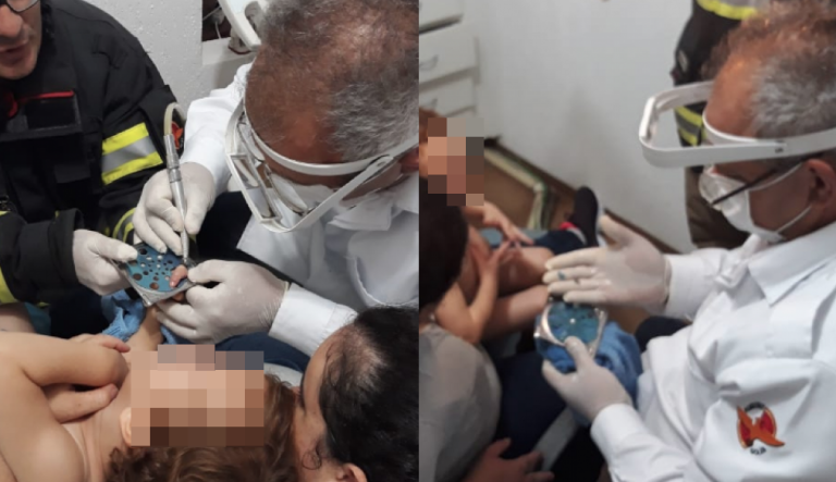 CATALÃO: MENINO DE 2 ANOS PRENDE DEDO EM RALO DO BANHEIRO E É SOCORRIDO PELO CORPO DE BOMBEIROS