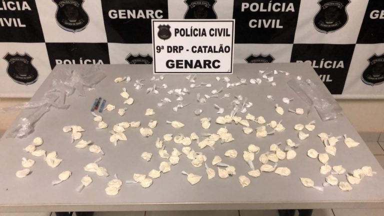 GENARC DE CATALÃO PRENDE JOVEM COM 159 PORÇÕES DE COCAÍNA DO TIPO “ESCAMA DE PEIXE”