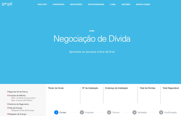 ENEL LANÇA PORTAL DE NEGOCIAÇÃO PARA FACILITAR REGULARIZAÇÃO DE DÍVIDAS DE CLIENTES
