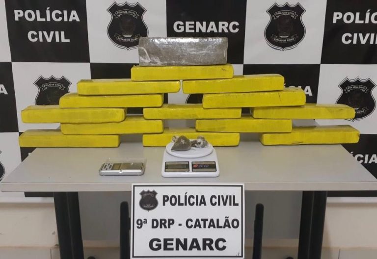 POLÍCIA CIVIL DE CATALÃO LOCALIZA ESTOQUE DE DROGA COM MAIS DE 14 QUILOS DE MACONHA; HOMEM DE 33 ANOS DE IDADE FOI PRESO EM FLAGRANTE