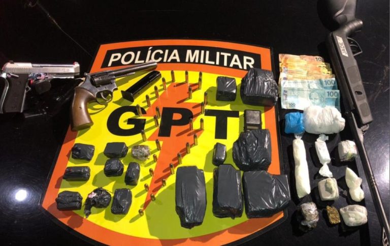 NA ROTA DA PM: TRIO FURTA FAZENDA E SÃO PRESOS COM ARMAS, MUNIÇÕES, DROGAS E DINHEIRO;  HOMEM FOI PRESO POR FURTO EM SUPERMERCADO