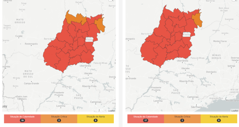 PRATICAMENTE TODOS OS MUNICÍPIOS DE GOIÁS FOI MANTIDO EM SITUAÇÃO DE CALAMIDADE E DECRETO RESTRITIVO DEVERÁ SER MANTIDO; NO NOVO MAPA DE CALOR, APENAS UMA REGIÃO FOI COLOCADA EM SITUAÇÃO CRÍTICA