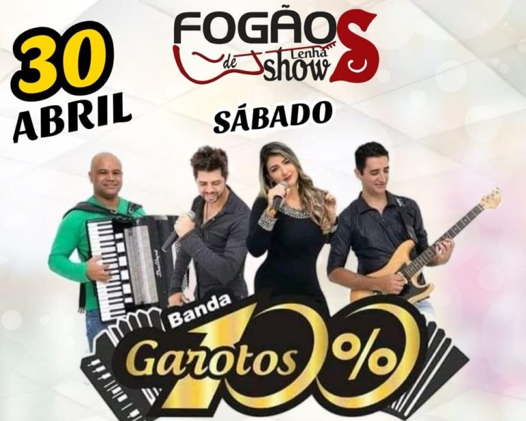 HOJE É DIA DE GAROTOS 100% NO FOGÃO DE LENHA SHOW; MULHERADA ENTRA DE GRAÇA ATÉ ÀS 23H