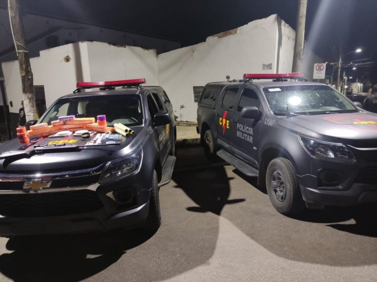 CASAL É PRESO NO FLAMBOYANT ONDE DISPAROS FORAM EFETUADOS E APREENDE ARMAS E DROGAS