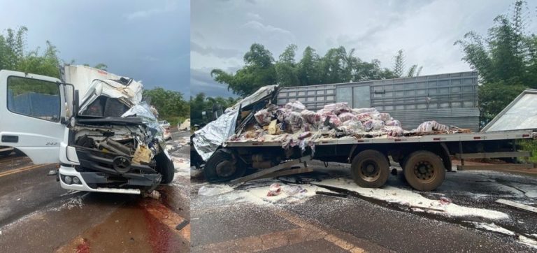 ACIDENTE ENTRE DOIS CAMINHÕES NA BR-452, EM BOM JESUS DE GOIÁS, MATA DOIS TRABALHADORES DE CATALÃO E DEIXA OUTRO GRAVEMENTE FERIDO