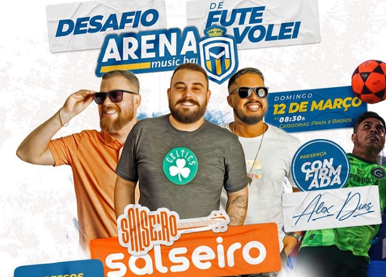 DESAFIO DE FUTEVÔLEI NESTE DOMINGO (12/03) TERÁ A PRESENÇA DO EX-JOGADOR ALEX DIAS E PAGODE COM SALSEIRO NO ARENA MUSIC BAR