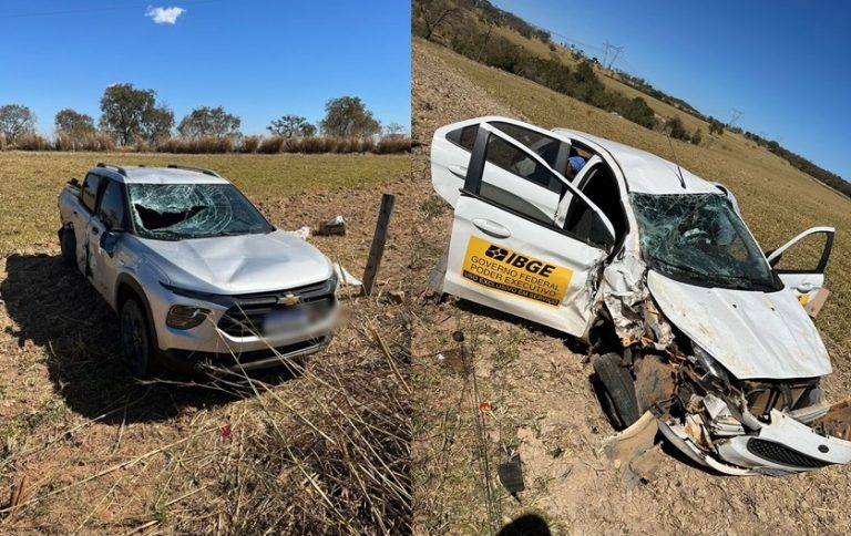 GRAVE ACIDENTE NA GO 210 ENVOLVENDO CARRO DO IBGE DEIXA IDOSO FERIDO: AO TODO FORAM TRÊS ACIDENTES EM UM DIA