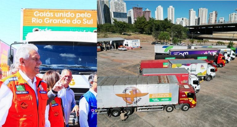 Esperança em Movimento: comboio de 16 carretas com 200 toneladas de donativos parte de Goiás rumo ao Rio Grande do Sul