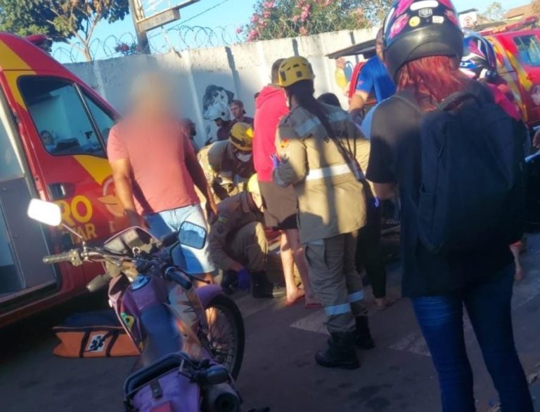 Criança de 9 anos tem o pé preso em roda de moto e é resgatada pelos bombeiros em Catalão