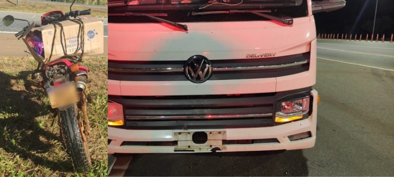 Caminhão bate na traseira de motocicleta na BR-050 em Campo Alegre de Goiás; condutor da moto morreu no local