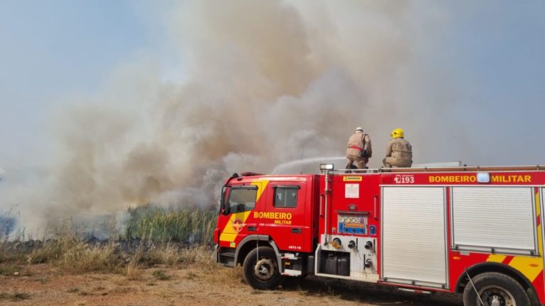 Bombeiros montam força-tarefa para combater grande queimada em bairro nobre de Catalão