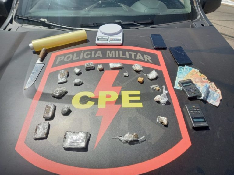 Suspeito envolvido em Tráfico de Drogas é preso pela Polícia Militar, no Bairro Setor Aeroporto, em Catalão