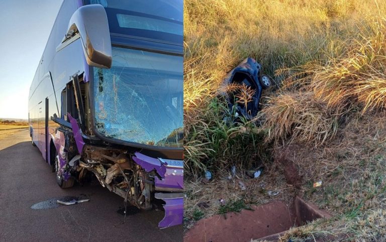 Colisão frontal entre Ford Fiesta e um ônibus na BR-050, em Catalão, deixou um motorista ferido