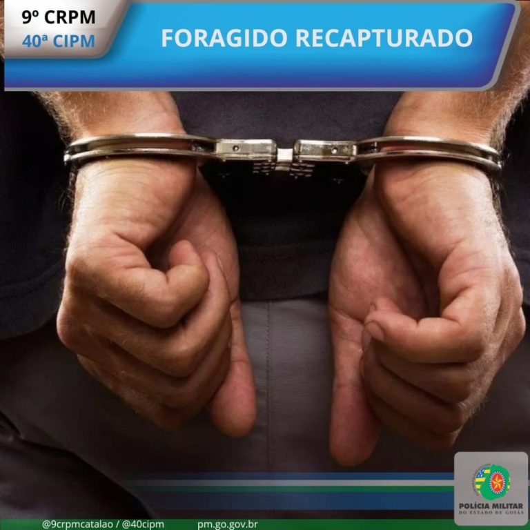 Foragido da justiça pelo crime de tráfico de drogas é recapturado pela PMGO, em Ipameri