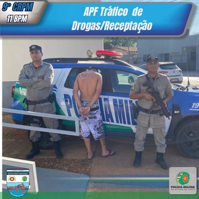 PMGO prende suspeito de tráfico de drogas e receptação, em Vianópolis (GO)