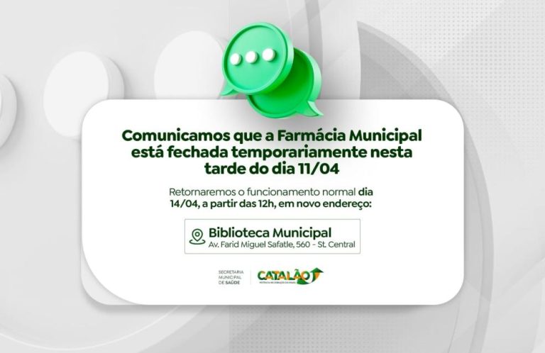Farmácia Municipal de Catalão muda endereço temporariamente para reforma