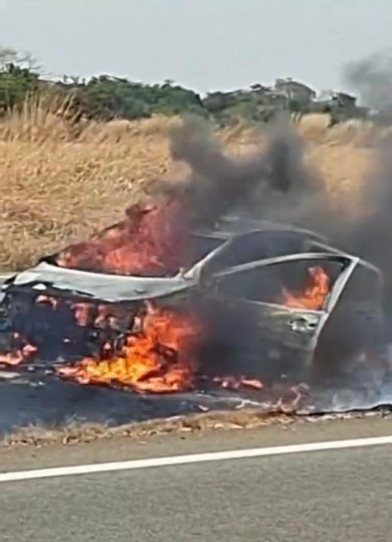 Veículo pega fogo na BR-050, em Catalão; motorista sai ileso