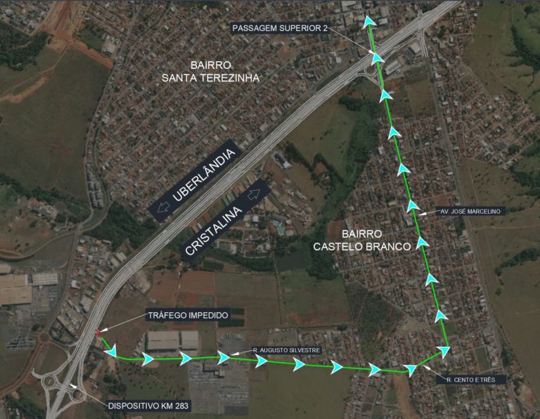 Interdição na BR-050 altera rota de acesso ao bairro Castelo Branco, em Catalão