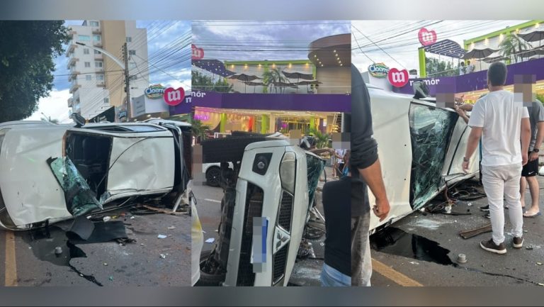 Colisão seguida de capotamento deixa dois feridos em Catalão