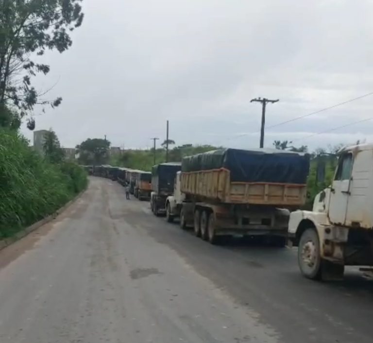 Congestionamento de carretas volta à rodovia Sebastião de Pádua e gera riscos a trabalhadores em Catalão