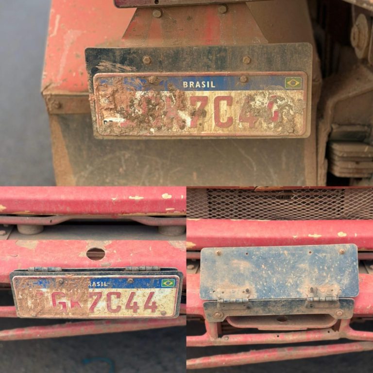 PMRv flagra caminhões com placas adulteradas e excesso de peso na MG-223, em Araguari
