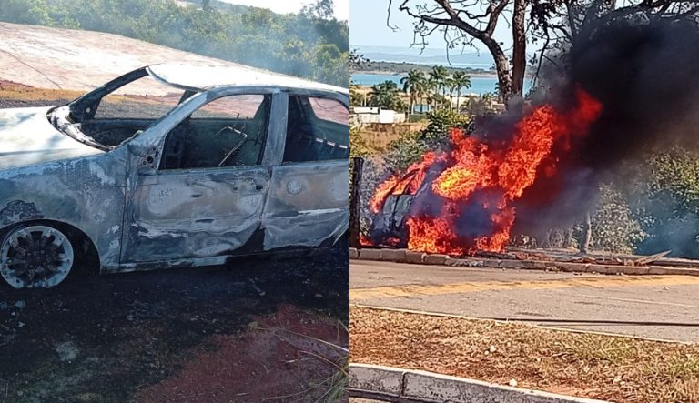 Homem sofre queimaduras no rosto após incêndio em veículo em Três Ranchos