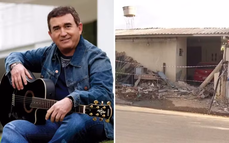 Caminhão de empresa de Amado Batista perde controle e atinge casas e barbearia em Goiânia